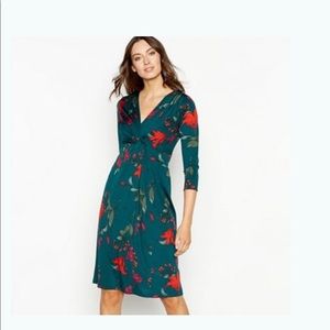 Green floral twist dress midi